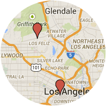 Map: Wilshire Boulevard to Los Feliz Boulevard