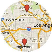 Map: Manchester Blvd to Hollywood Blvd
