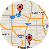 Map: Bellflower Boulevard to Wilmington Avenue