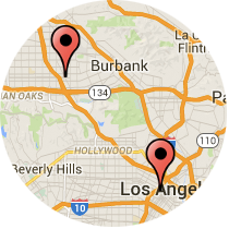 Map: Flower Street to Lankershim Boulevard
